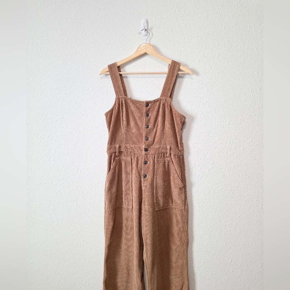 Aerie Camel Corduroy Kick Flare Overalls M